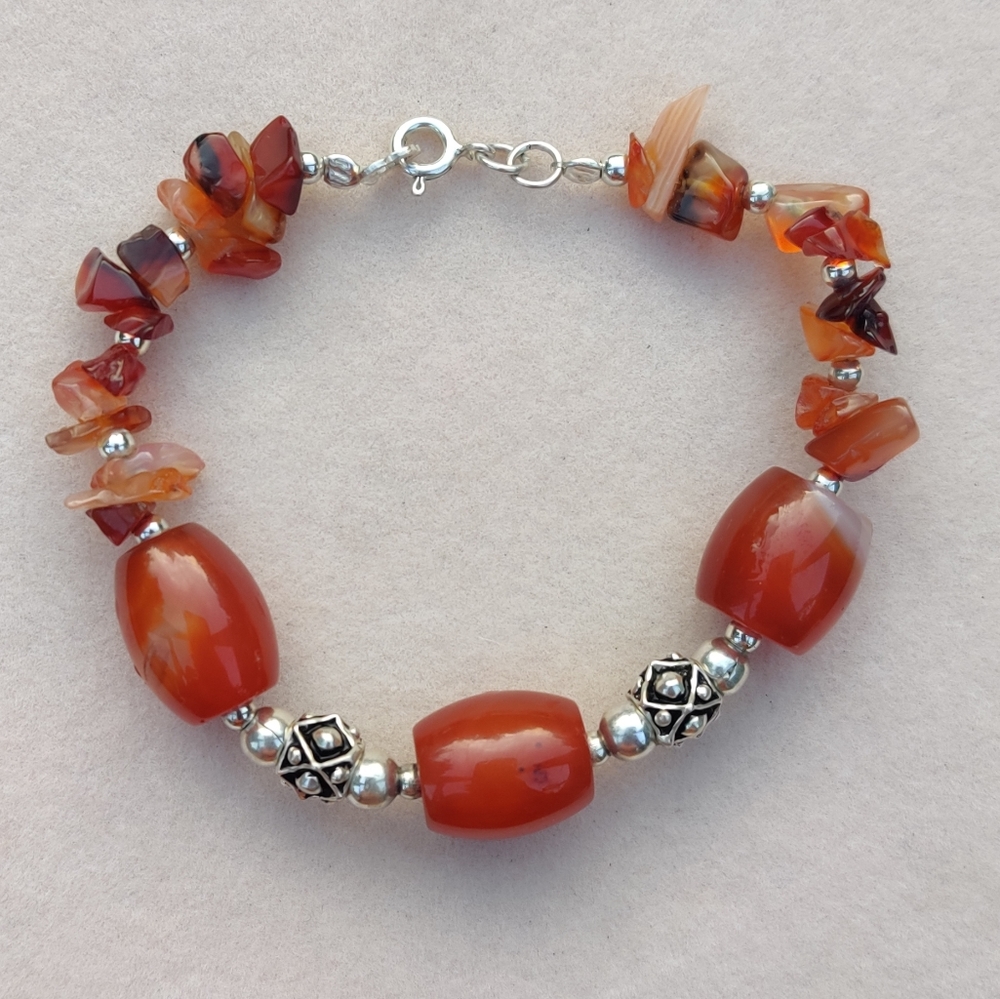 Vintage sterling marsala carnelian healin bracelet